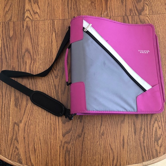 Five Star Mead 3” Ring Pink Zipper Binder w Strap - Picture 3 of 10